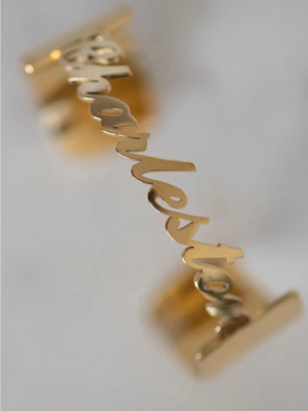Charleston Gold Script Cuff Bracelet - The Tiny Tassel